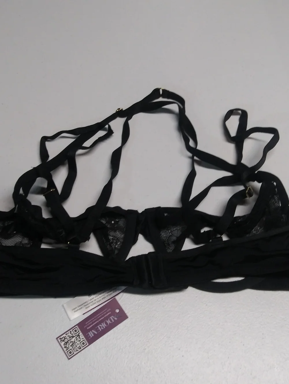 Adore Me Black Eilish Unlined Bra Unlined Strappy Size 36D